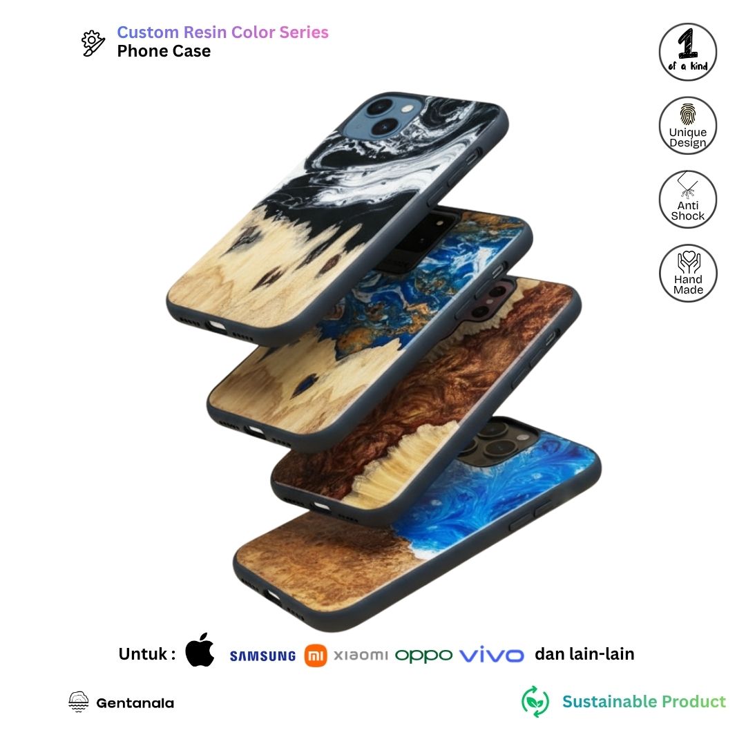 Gentanala Wood & Resin Phone Case — walnut with blue-purple resin swirl